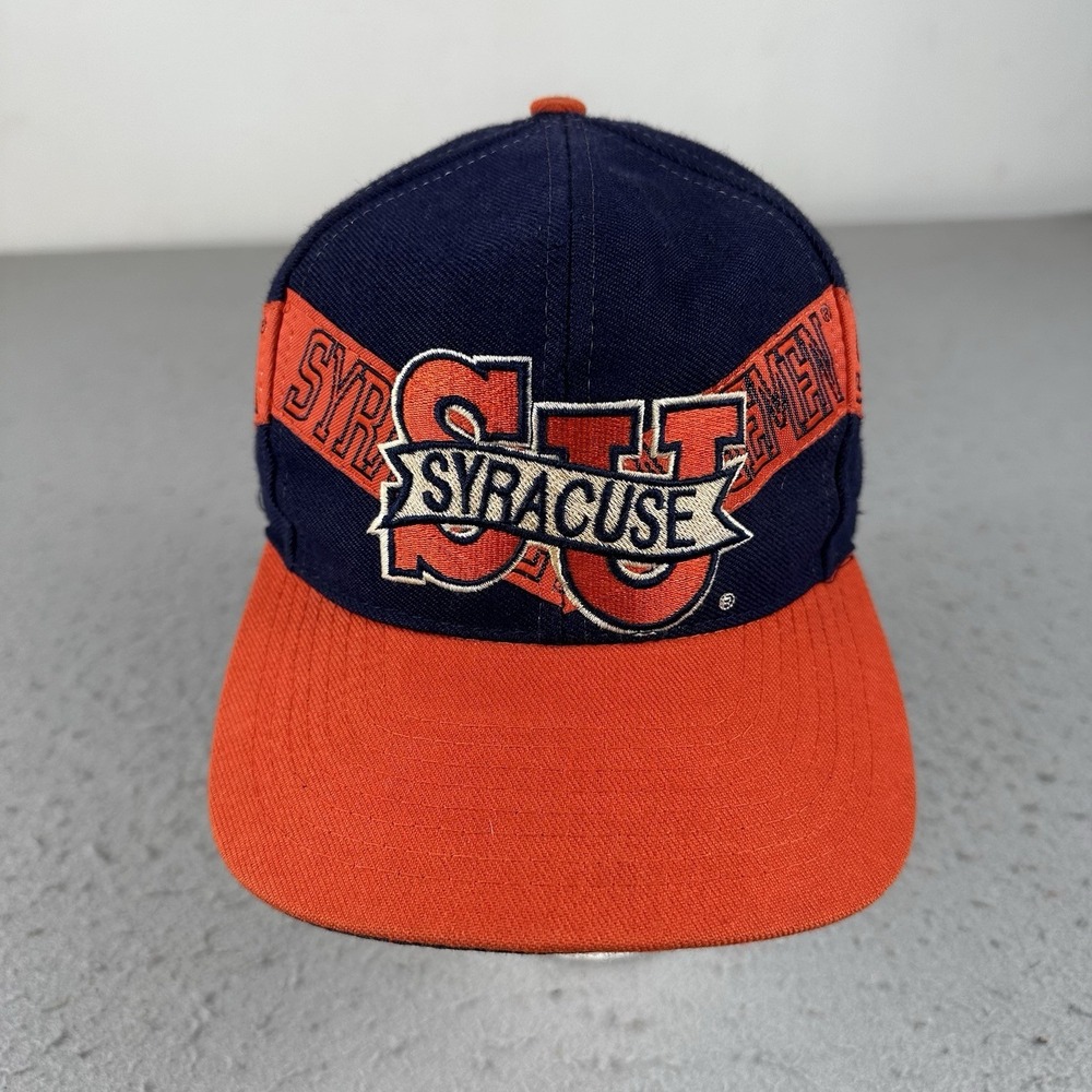 Vintage Syracuse University Snap Back Hat The Game Zig Zag Tape Embroidered